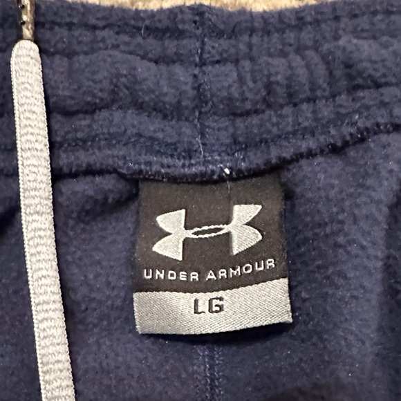 Under Armour Mens Elastic Waist Drawstring Fleece Sweatpants Navy Blue Size L - Picture 7 of 7